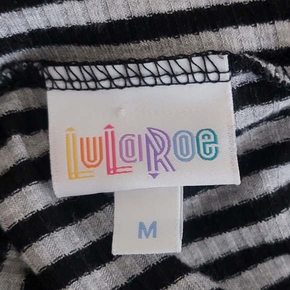 Lularoe gray black ribbed stripe A line skirt size medium - Picture 4 of 6